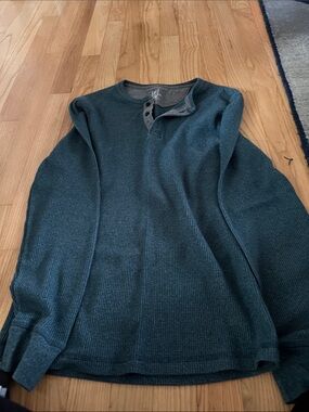 George Men's Crewneck Henley Sweater - Teal
